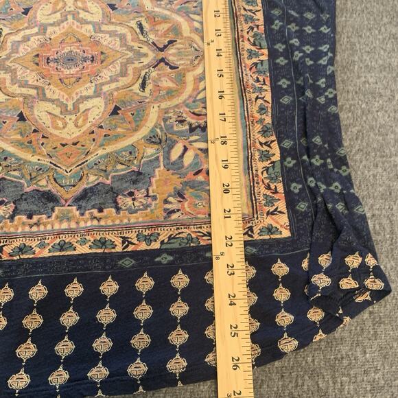 Lucky Brand Shirt 2X Persian Ethnic Print Boho Blue Short Sleeves Plus Size - Picture 8 of 8